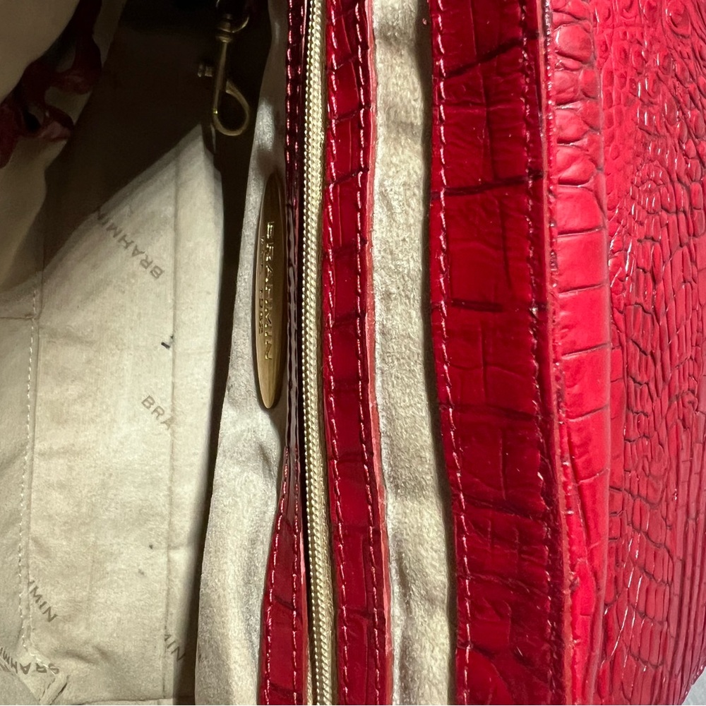 Brahmin Dark Red Croc-Embossed Leather Crossbody Bag - Picture 10 of 10